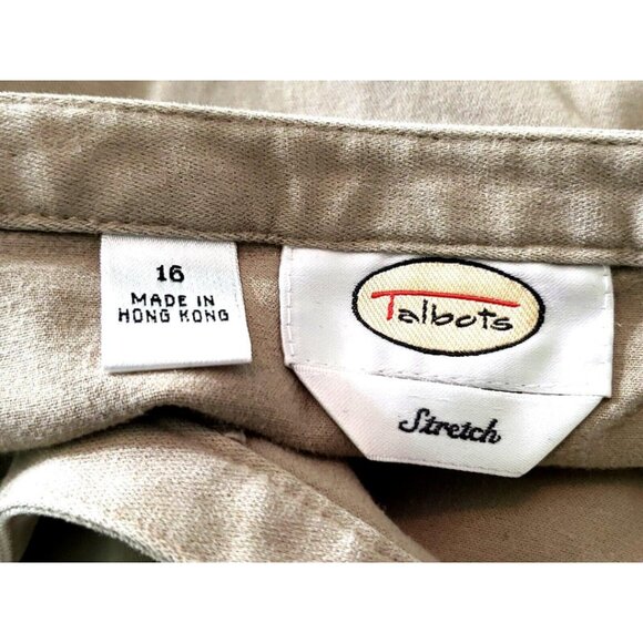 Talbots Stretch Chino Front Pleat Knee Length Khaki Skirt with Pockets Womens 16 - Picture 8 of 10